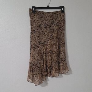 Allison Taylor Asymmetrical Brown Animal Print Skirt
